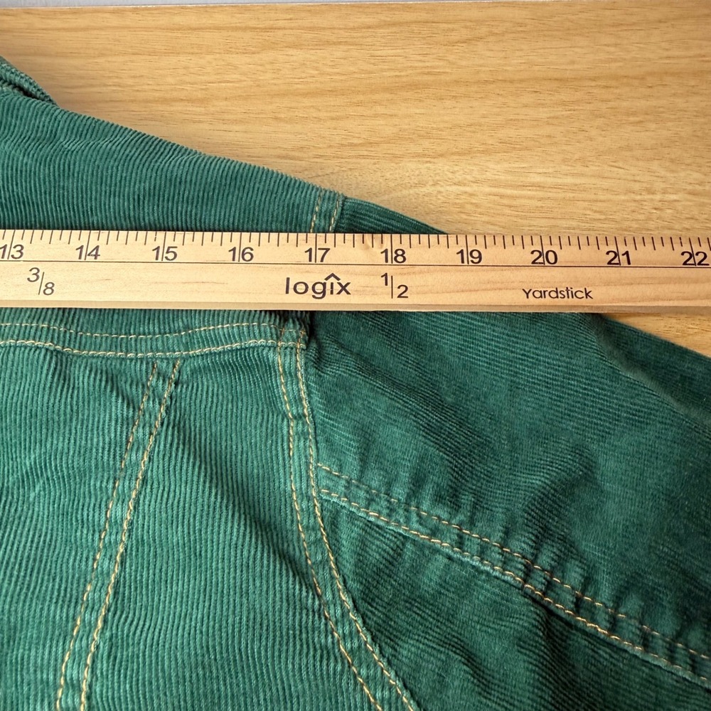 Old Navy Womens VTG Corduroy Trucker Jacket XL Green Stretch Cropped Gorpcore - Picture 7 of 11